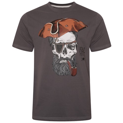 KAM T-Shirt mit „Real Pirates“-Print, Schiefer
